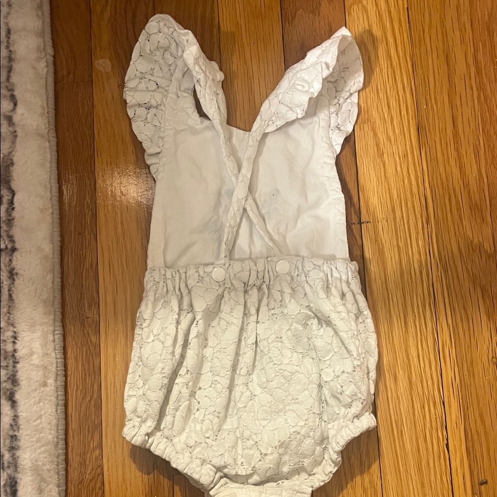 White Lace Pumpkin Embroidered Kids One Piece - Picture 4 of 6